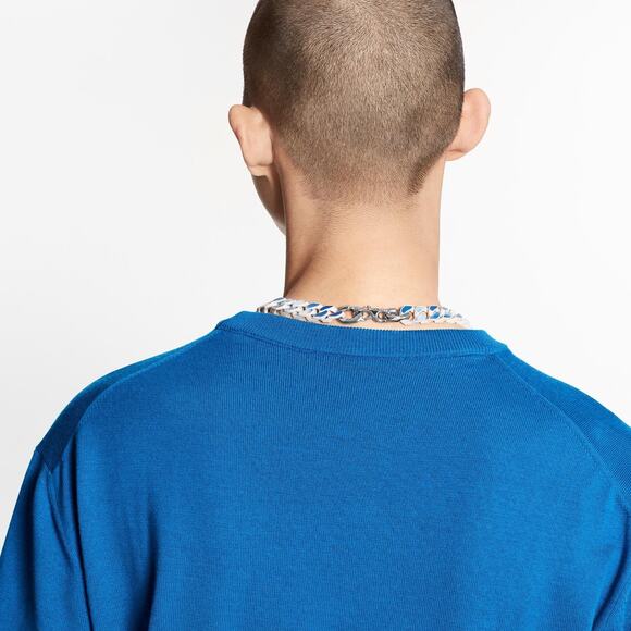 Louis Vuitton Cloud Jacquard Blue White Logo Wool Short Sleeve T-Shirt Medium M - Picture 11 of 15